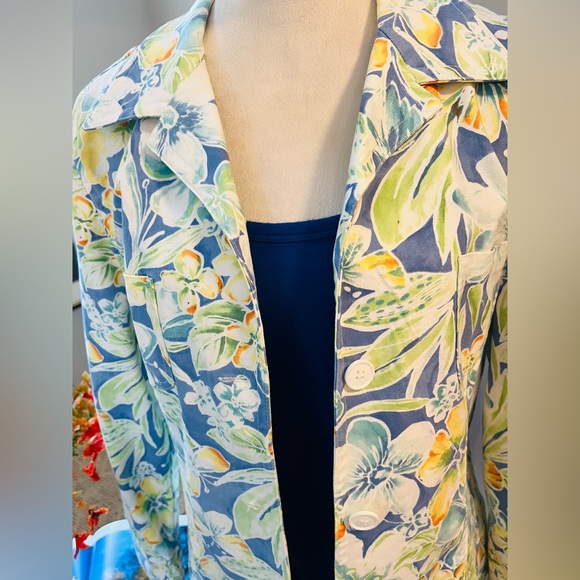TALBOTS Jacket Women's Tropical Hibiscus Floral Button Down - Picture 6 of 12